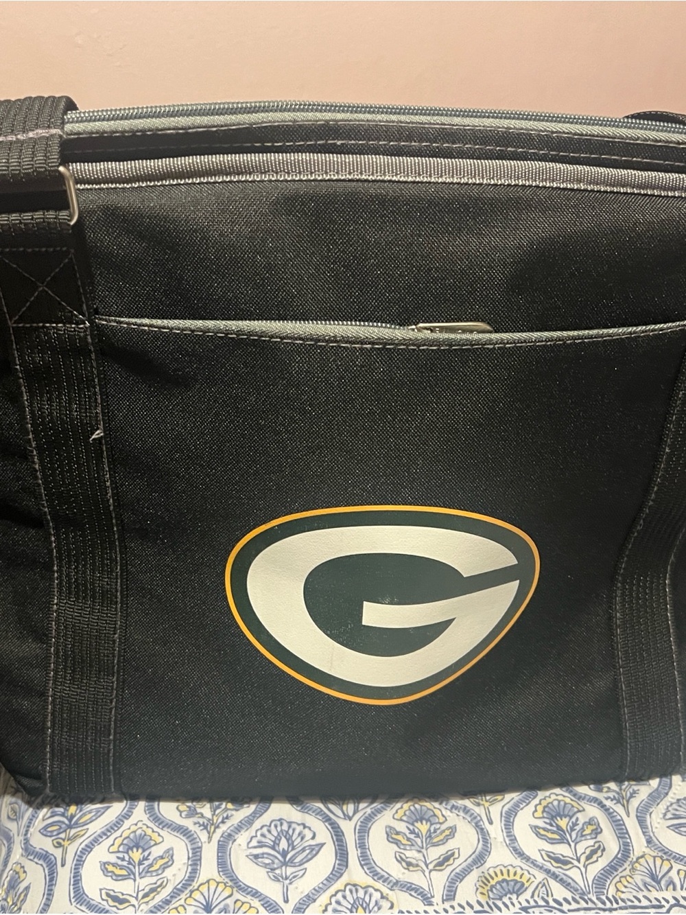 Black Duffel Bag with Green & Gold Team Emblem